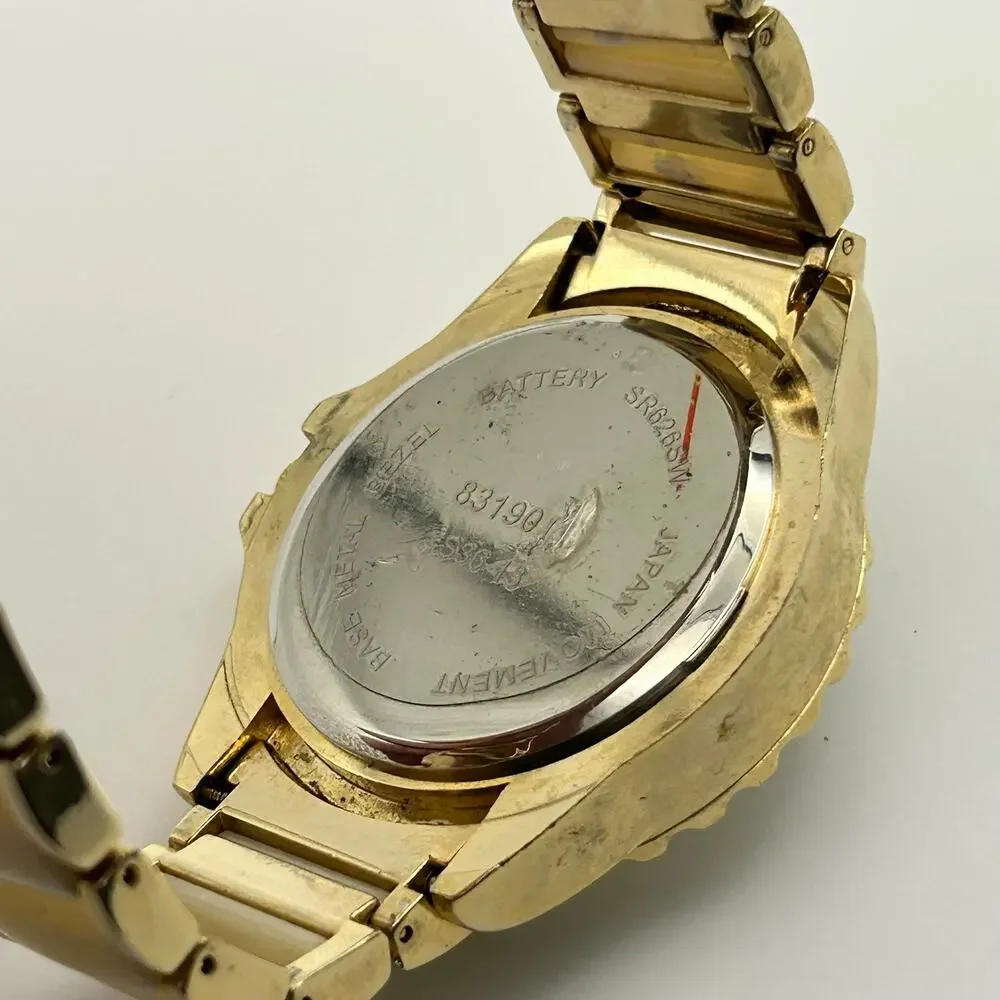 Women’s Gold Tone Chronograph Style Dial Watch Working New Battery